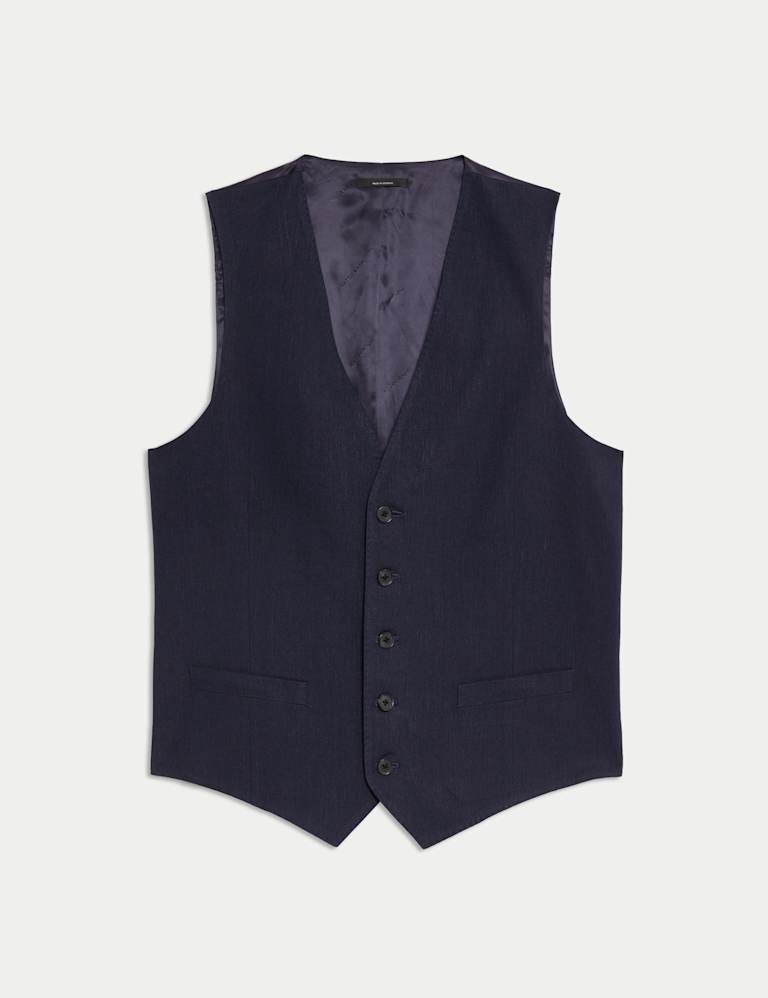 3 Piece Tailored Fit Italian Performance Linen Blend Suit 4 of 9