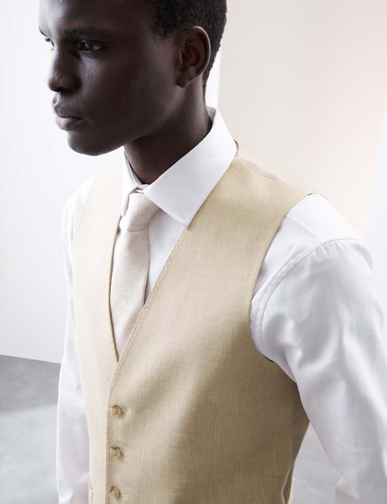 3 Piece Tailored Fit Italian Performance Linen Blend Suit 5 of 9