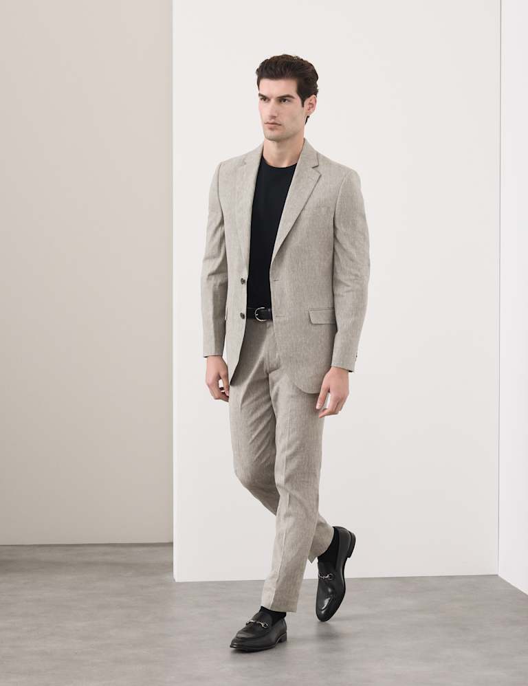 3 Piece Tailored Fit Italian Performance Linen Blend Suit 5 of 9