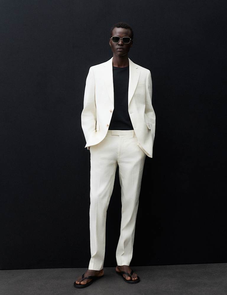 2 Piece Tailored Fit Italian Performance Linen Blend Suit 4 of 6