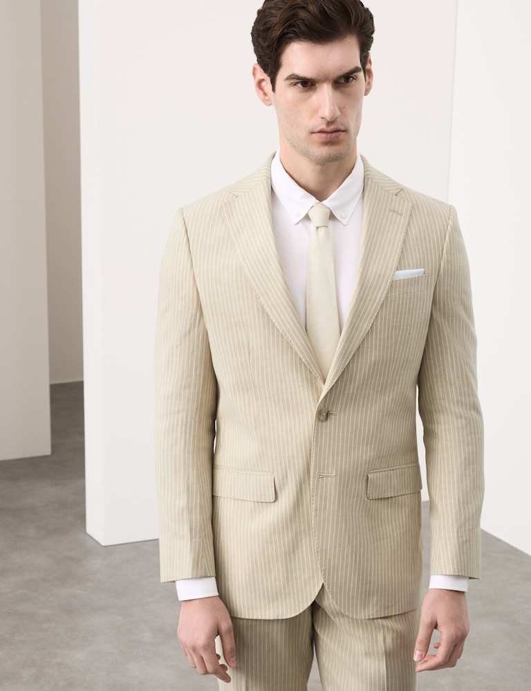 2 Piece Tailored Fit Linen Rich Suit 1 of 6