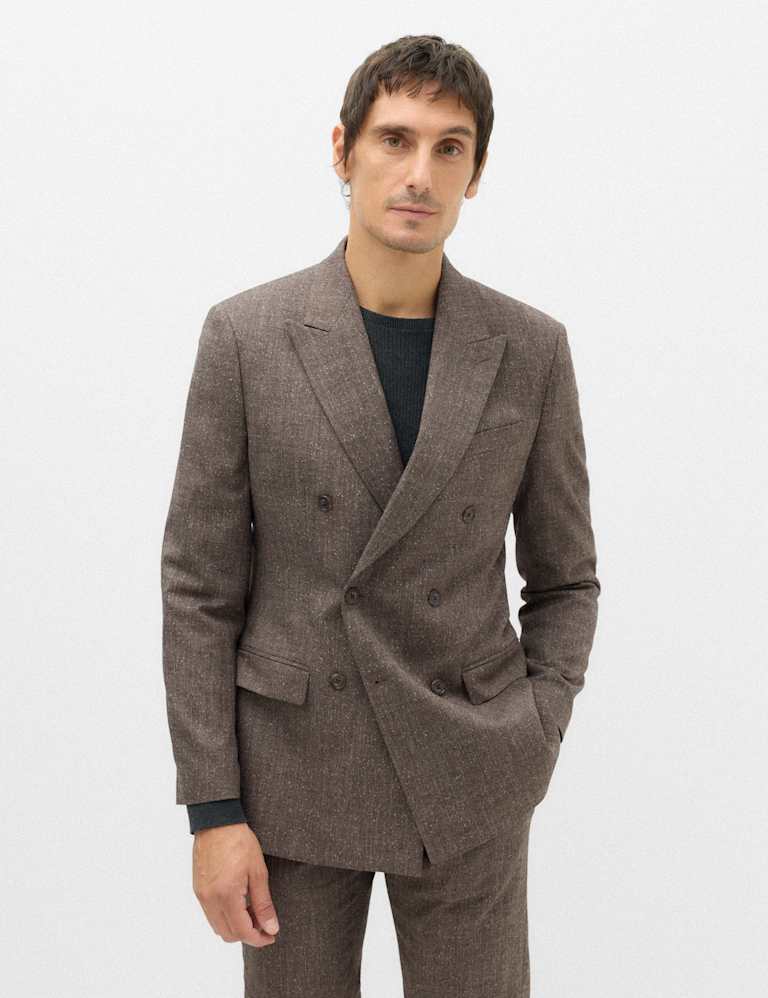 2 Piece Tailored Fit Textured Stretch Suit 1 of 6