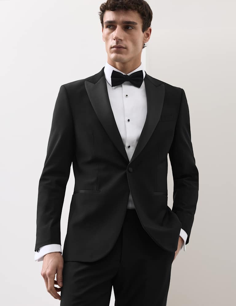 2 Piece Tailored Fit Wool Blend Tuxedo Suit 1 of 6