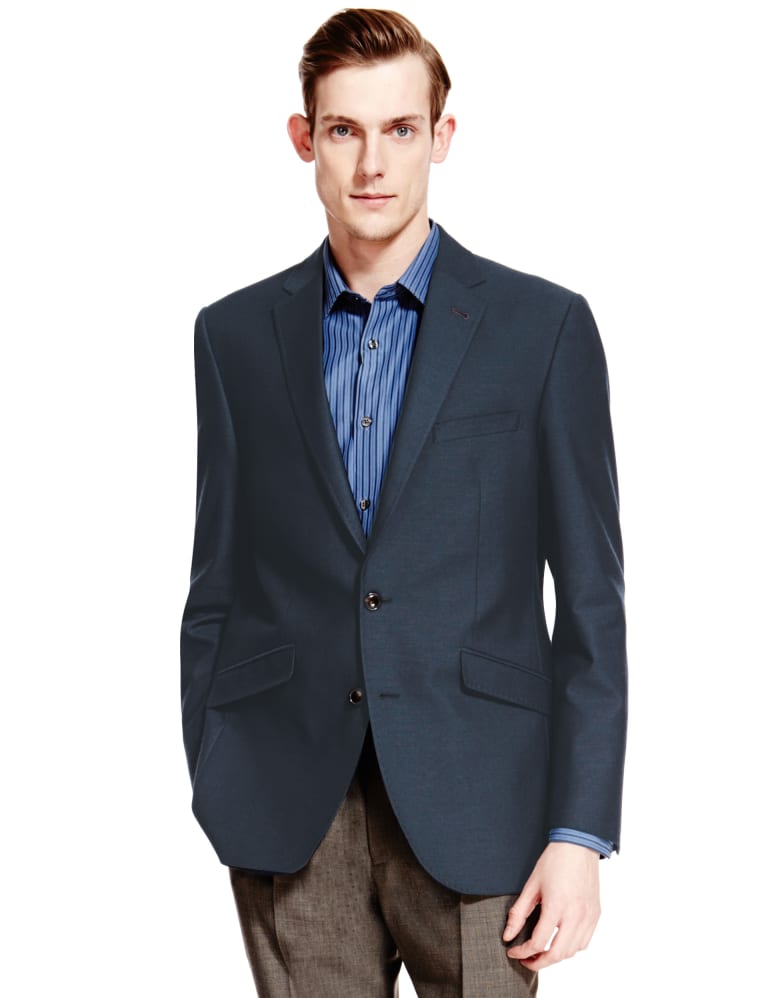 Big Tall 2 Button Textured Blazer with Wool M S Collection M S IE