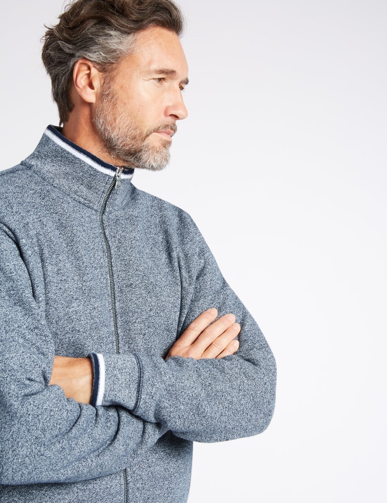 Pure Cotton Textured Fleece Jacket Blue Harbour M S IE