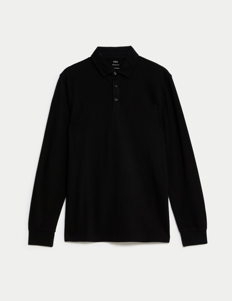 Pure Cotton Long Sleeve Polo Shirt 2 of 5