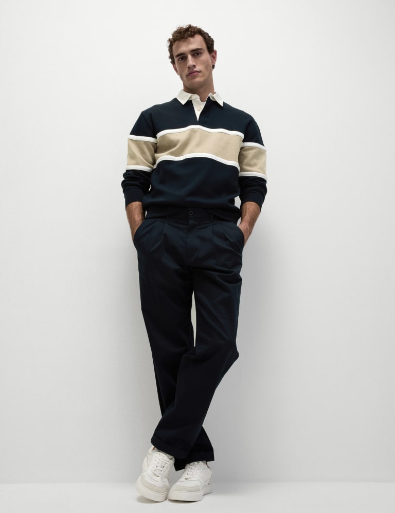 Pure Cotton Pique Colour Block Sweatshirt M S Collection M S IE