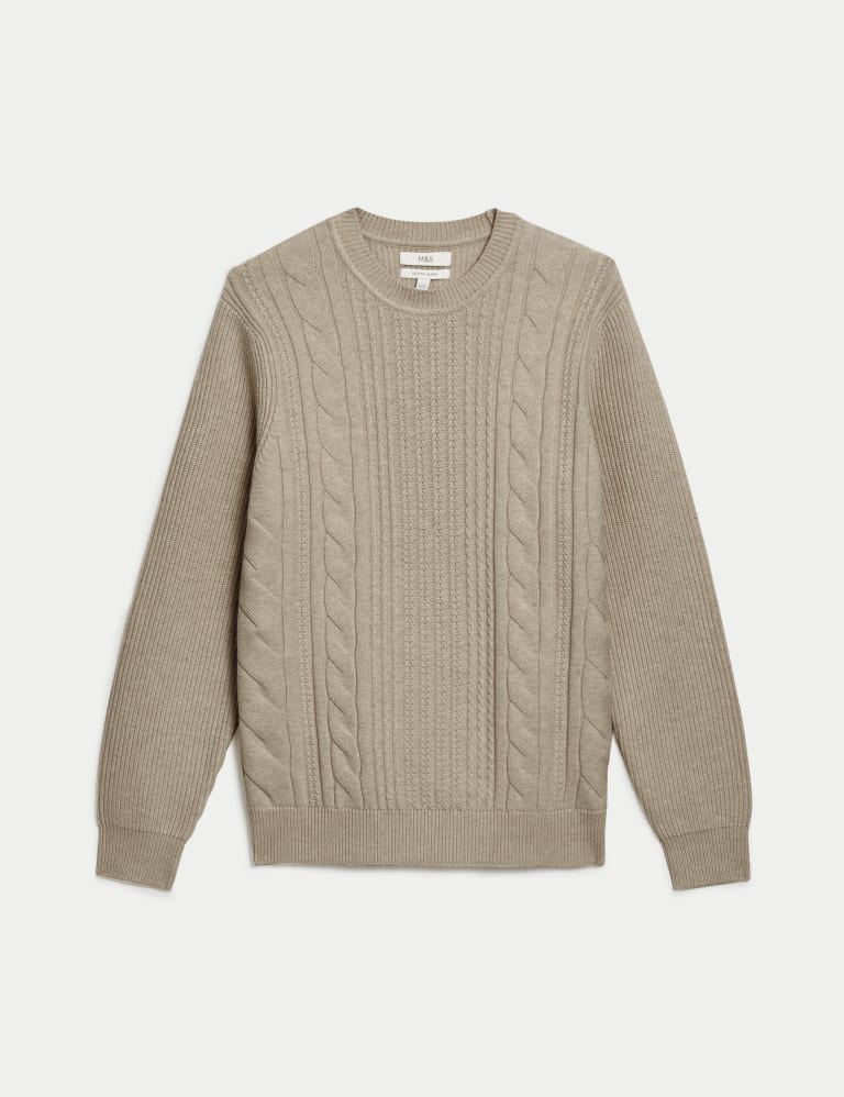 Cotton Blend Textured Crew Neck Jumper 2 of 5