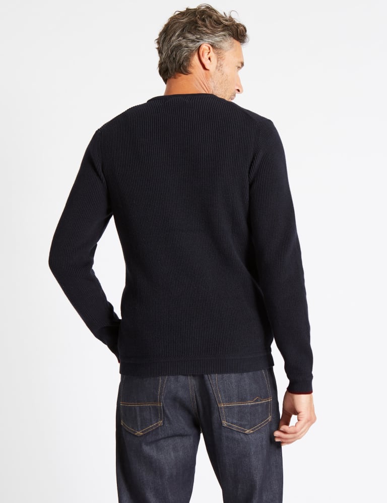 Cotton Rich Striped Crew Neck Jumper Blue Harbour M S IE