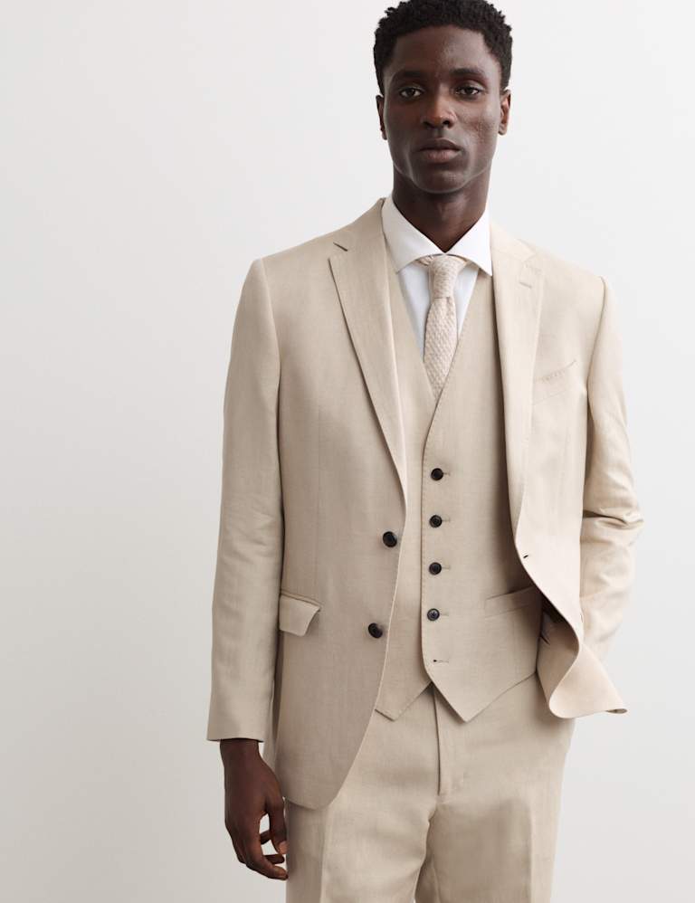 3 Piece Tailored Fit Italian Silk & Linen Suit 5 of 9