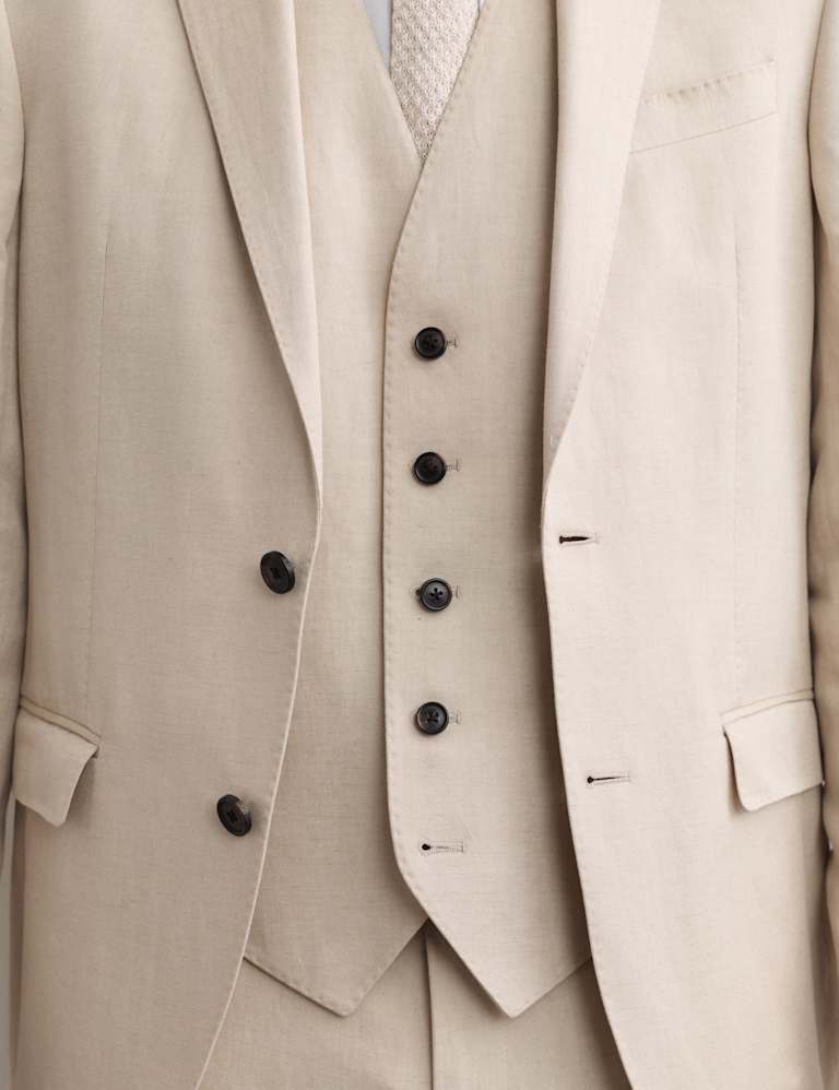 3 Piece Tailored Fit Silk & Linen Blend Suit 6 of 9