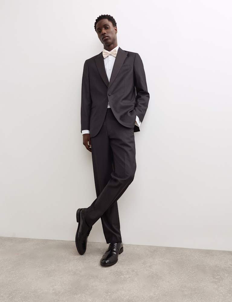 2 Piece Tailored Fit Pure Wool Tuxedo Suit 5 of 6