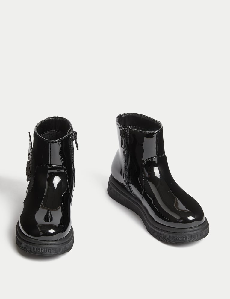 Kids' Patent Butterfly Chelsea Boots (4 Small - 2 Large) 2 of 4