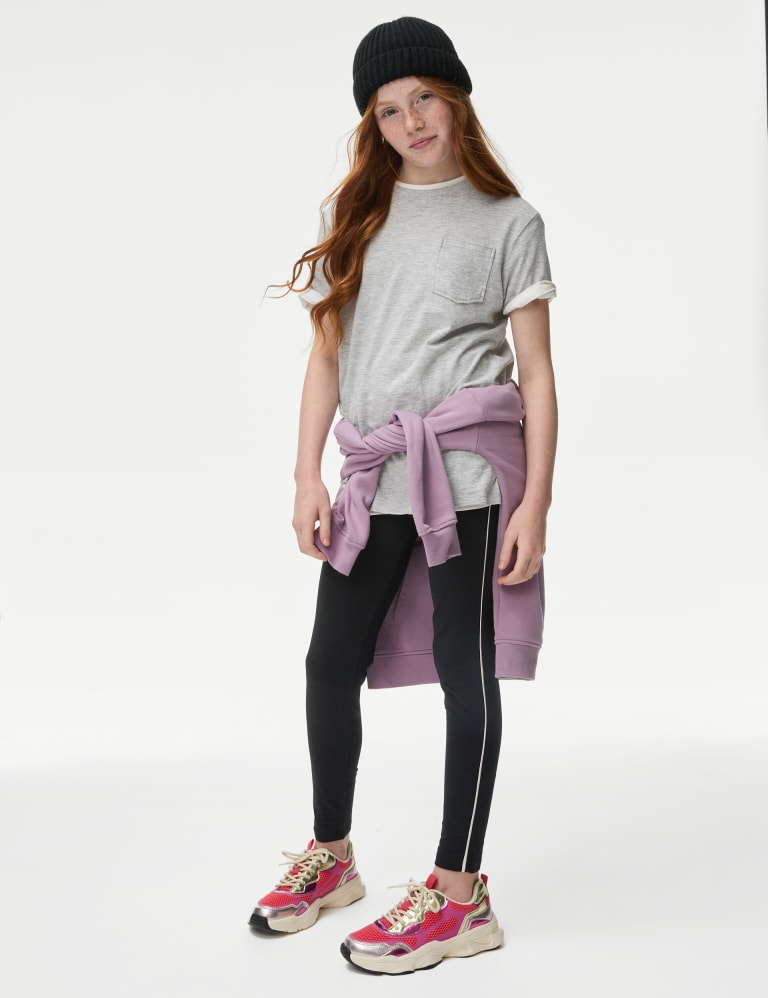 Cotton Rich Side Stripe Leggings (6-16 Yrs) 1 of 5