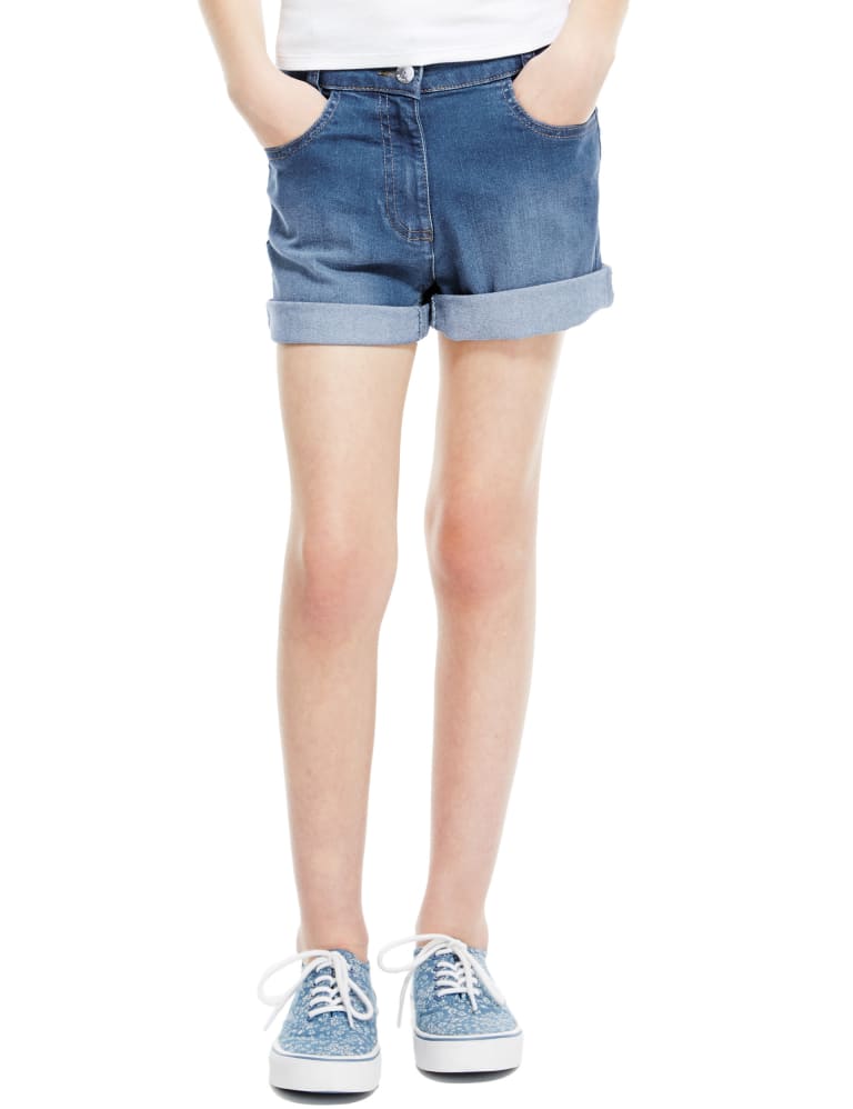Cotton Rich High Waisted Denim Shorts 5 14 Years M S IE