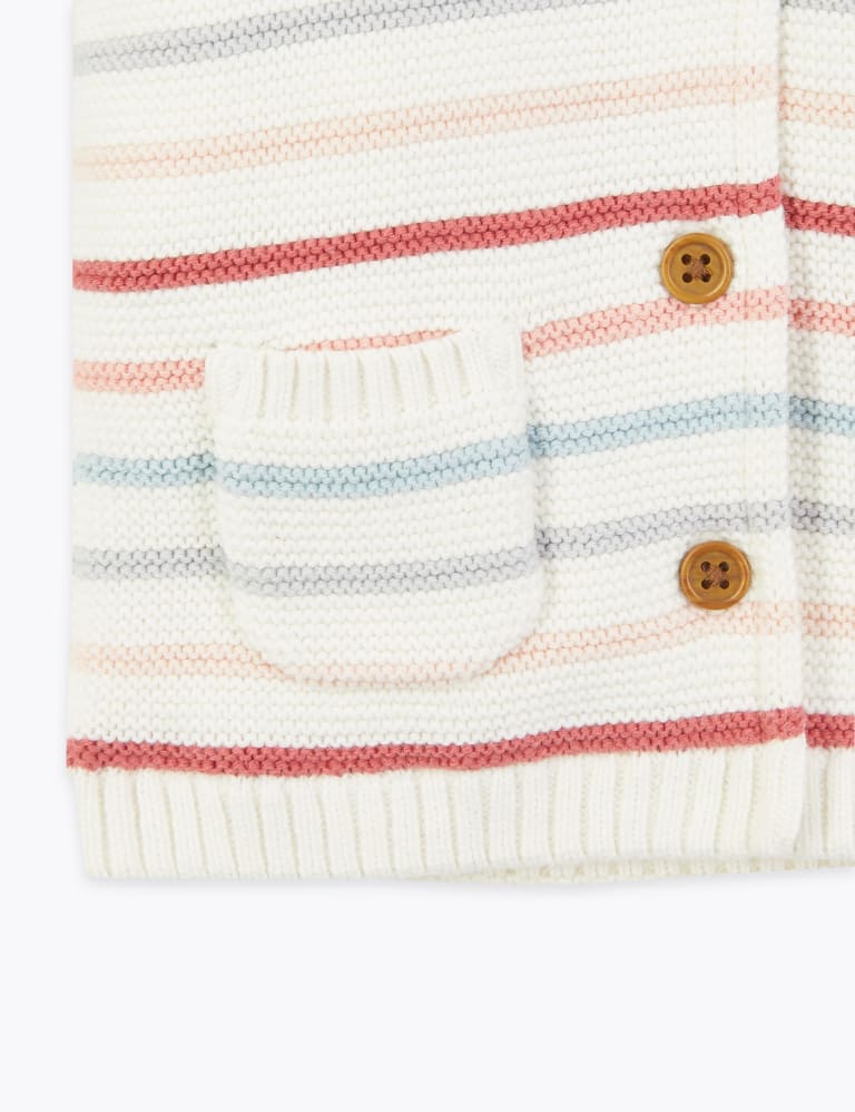 Cotton Striped Hooded Cardigan M S IE