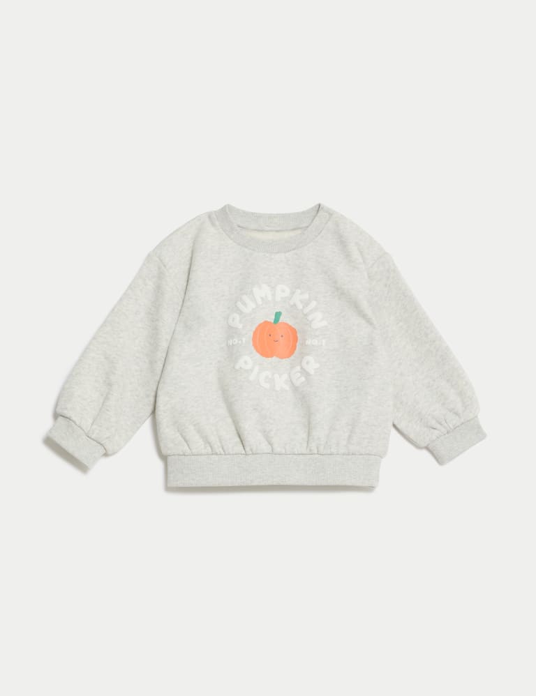 Cotton Rich Pumpkin Picker Halloween Sweatshirt (0-3 Yrs) 1 of 3