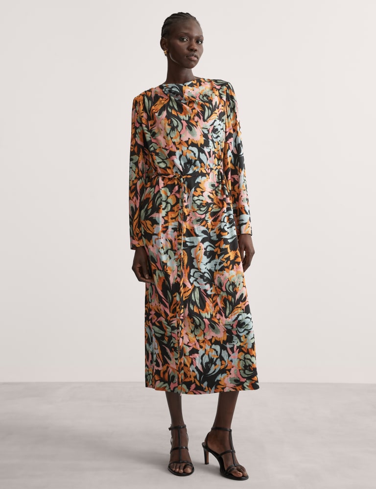 Floral Cowl Neck Tie Waist Maxi Dress | JAEGER | M&S