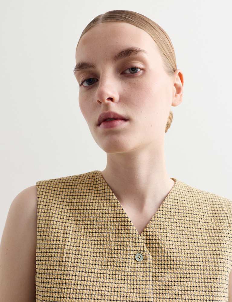 Cotton Rich Checked Seersucker Waistcoat & Trousers Set 3 of 6