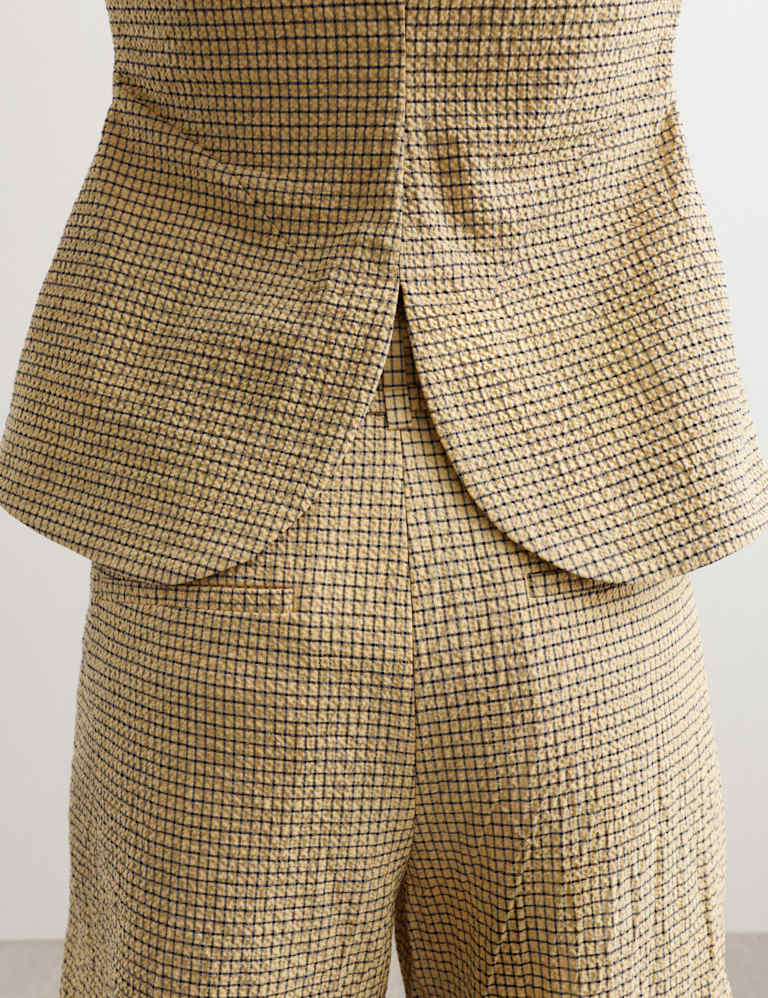 Cotton Rich Checked Seersucker Waistcoat & Trousers Set 5 of 6
