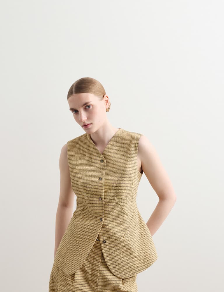 Cotton Rich Checked Seersucker Waistcoat & Trousers Set 4 of 6