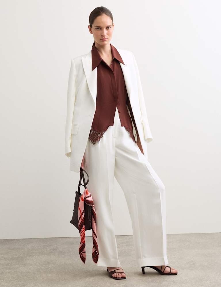 Pure Silk Lace Insert Shirt & Skirt Set 6 of 6