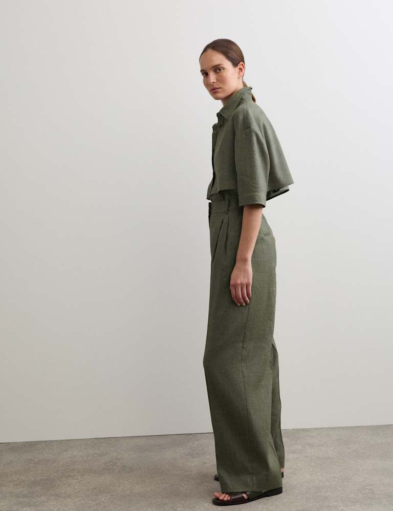 Linen Blend Relaxed Utility Shirt & Trouser Set 5 of 6