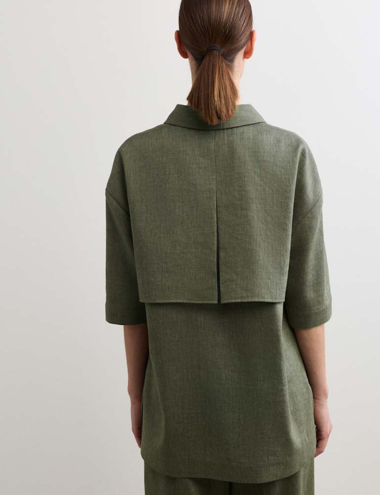 Linen Blend Relaxed Utility Shirt & Trouser Set 6 of 6