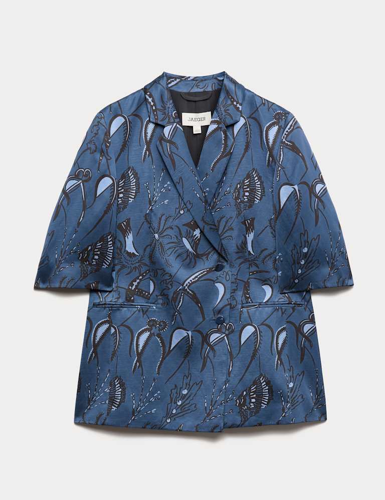 Printed Short Sleeve Longline Blazer & Trouser Set 1 of 6