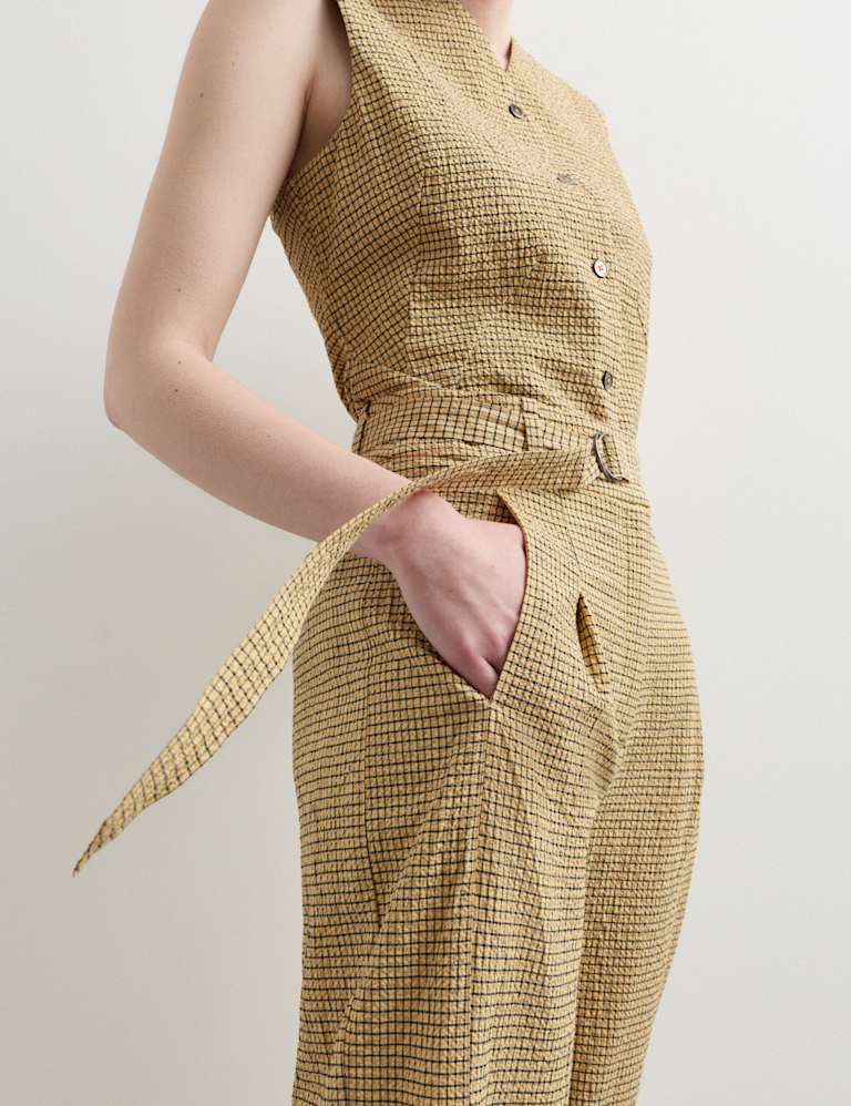 Cotton Rich Checked Seersucker Waistcoat & Trousers Set 4 of 6