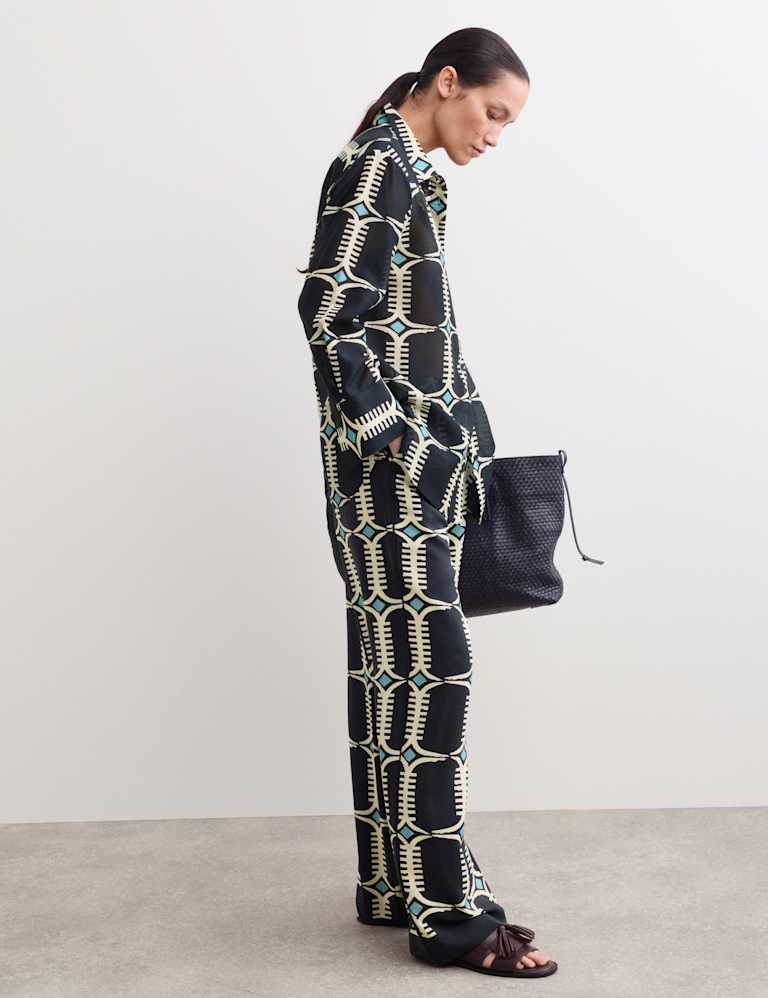 Silk Blend Geometric Shirt & Trouser Set 5 of 6