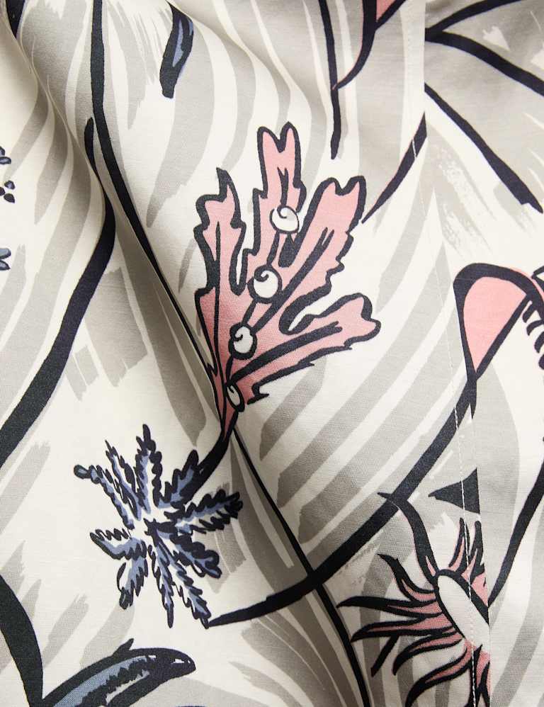 Pure Silk Floral Ruched V-Neck Top & Trouser Set 6 of 6