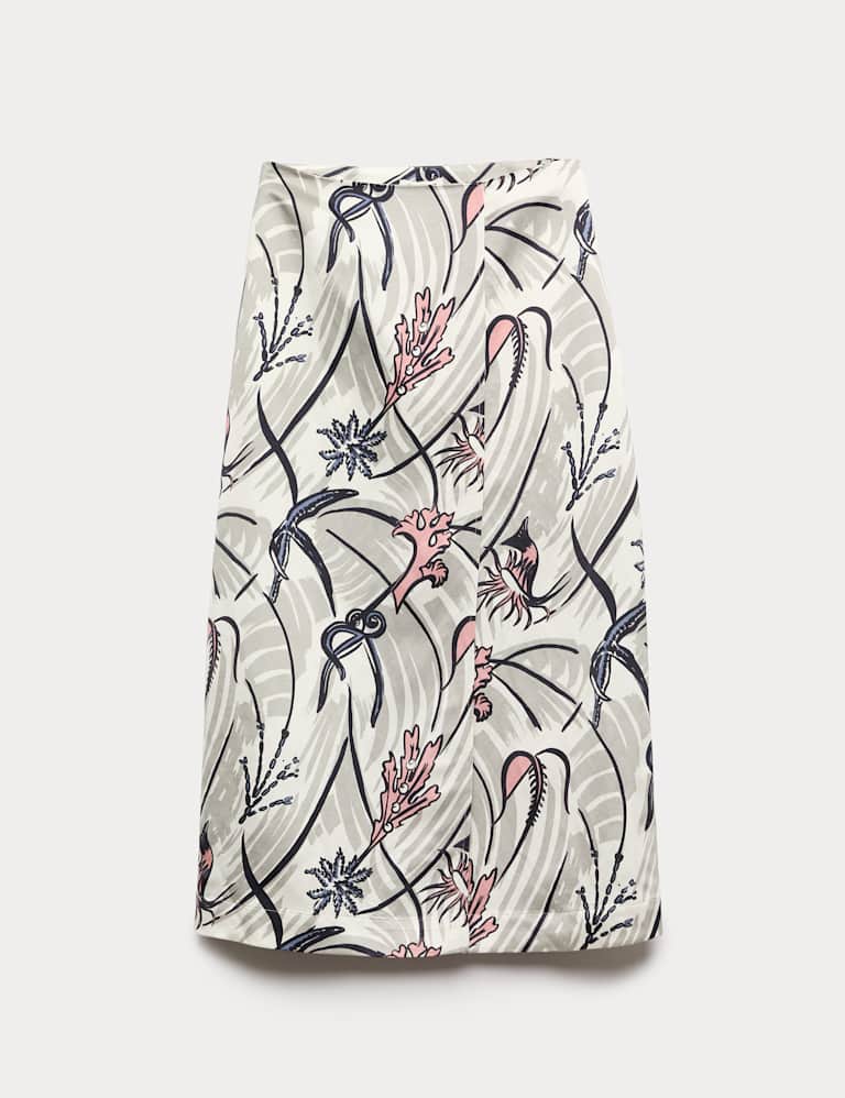 Pure Silk Floral Ruched V-Neck Top & Trouser Set 2 of 6