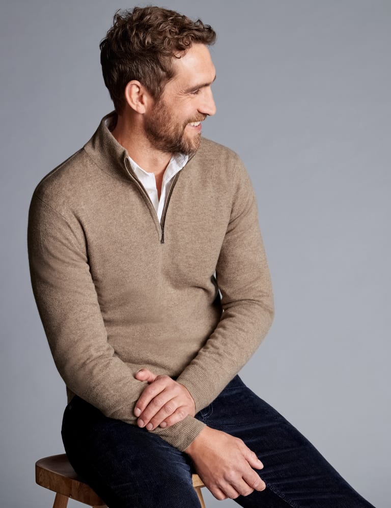 Pure Cashmere Half Zip Jumper Charles Tyrwhitt M S