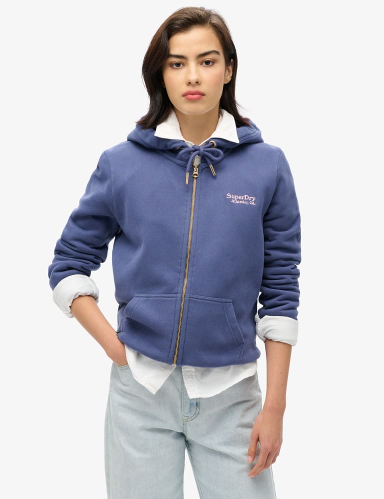 Cotton Rich Zip Up Hoodie Superdry M S