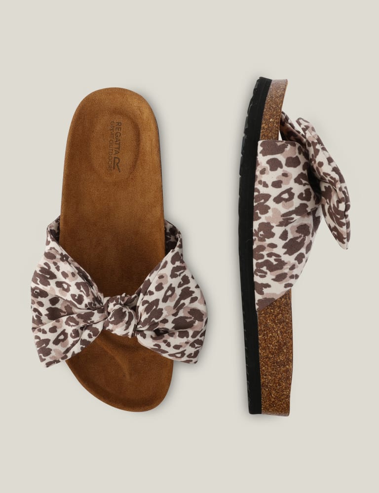 Lady Ava Animal Print Bow Footbed Sliders | Regatta | M&S