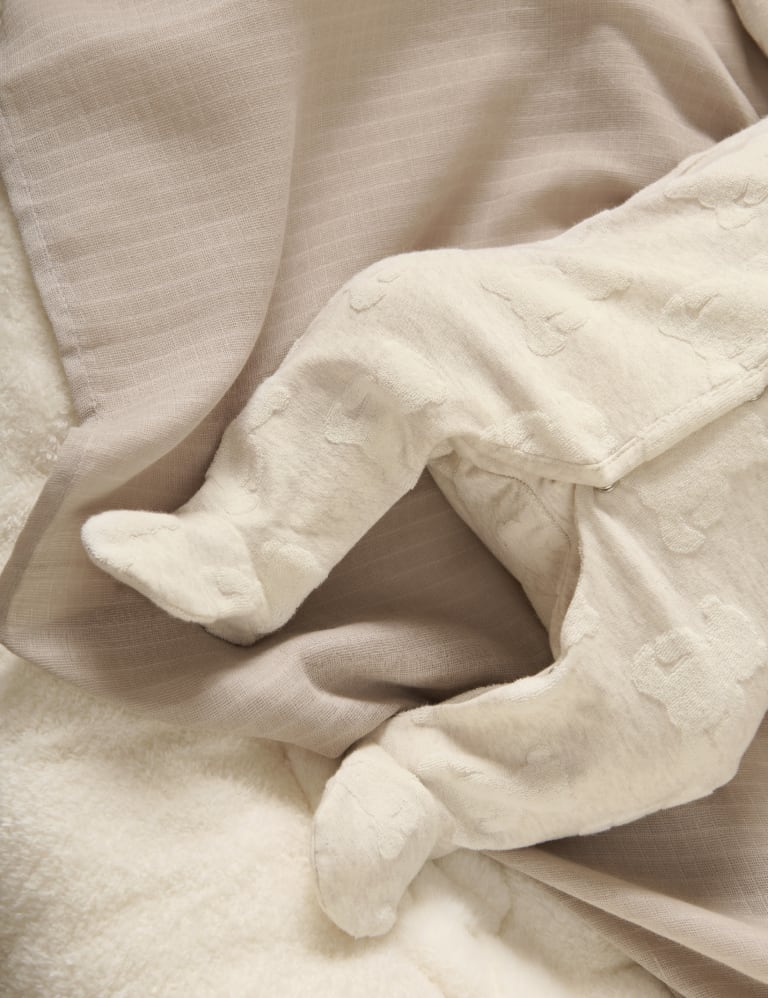Pure Cotton Teddy Bear Sleepsuit (0-9 Mths) | Mamas & Papas | M&S