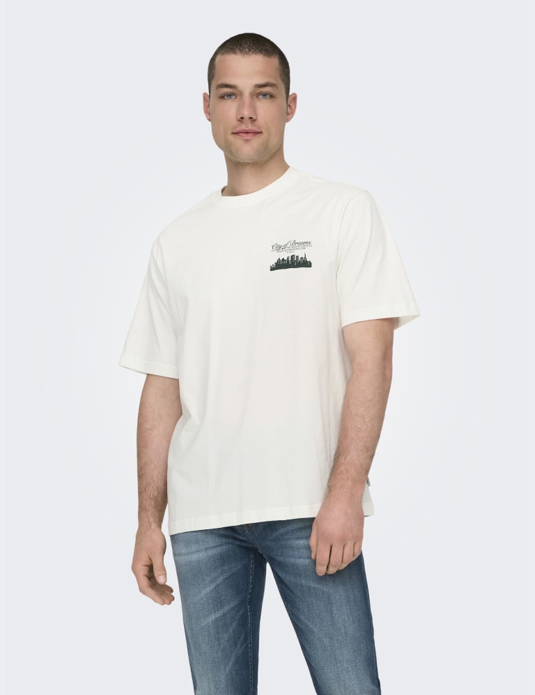Pure Cotton City Graphic T Shirt ONLY SONS M S IE