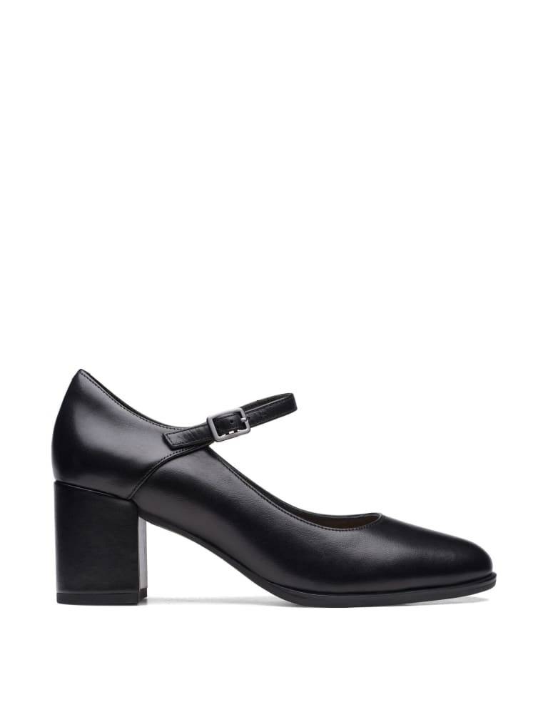 Leather Buckle Block Heel Court Shoes Clarks M S IE