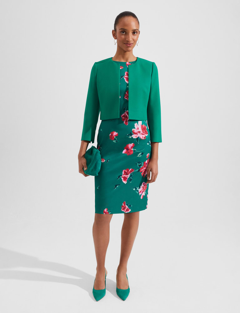Floral Round Neck Knee Length Bodycon Dress | HOBBS | M&S