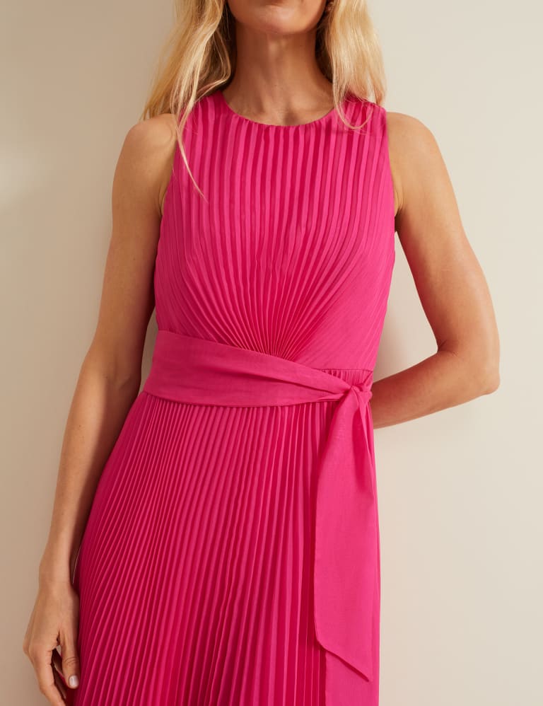 Chiffon Pleated Belted Midi Waisted Dress | Phase Eight | M&S