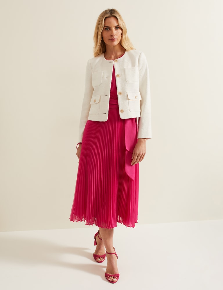 Chiffon Pleated Belted Midi Waisted Dress | Phase Eight | M&S
