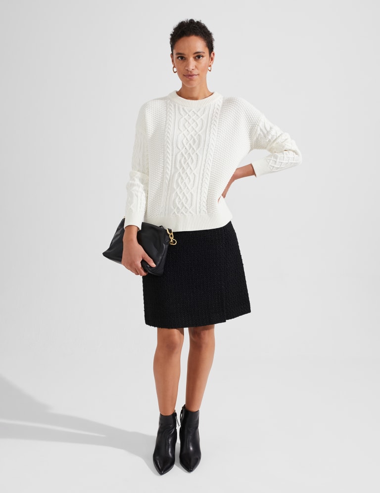 Wool Blend Textured Mini Skater Skirt | HOBBS | M&S 
