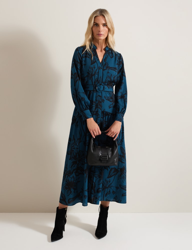 Floral V-Neck Belted Midaxi Shirt Dress | Phase Eight | M&S