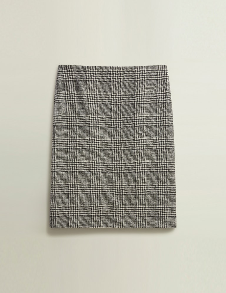 Pure Wool Checked Mini Pencil Skirt 2 of 7