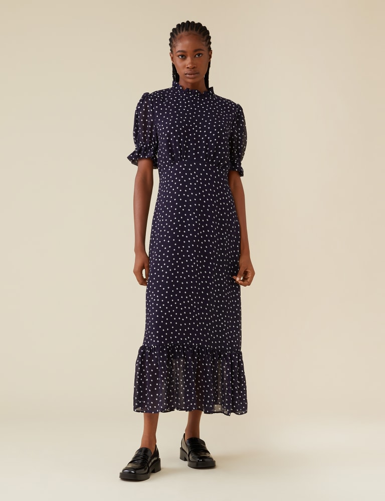New look tiered midaxi smock dress in polka dot store