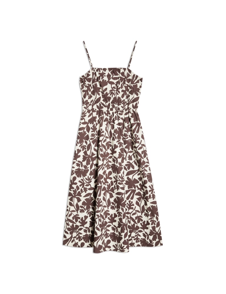 Pure Cotton Floral Square Neck Waisted Dress | Albaray | M&S 