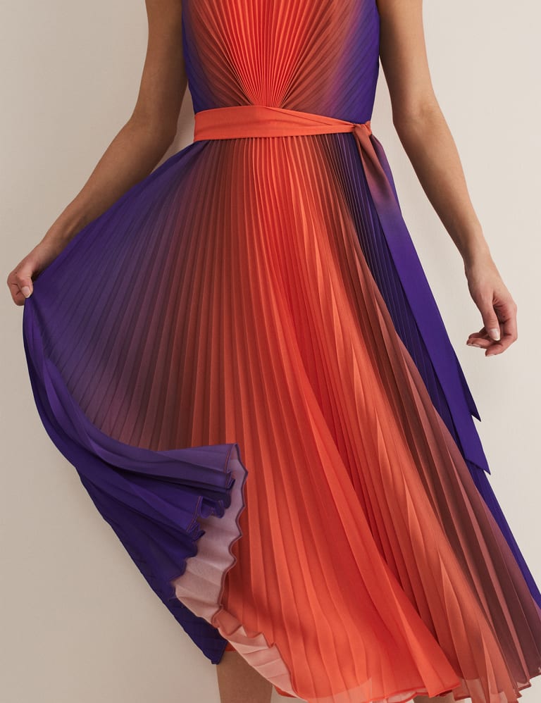 Round Neck Pleated Belted Midi Tea Dress | Phase Eight | M&S