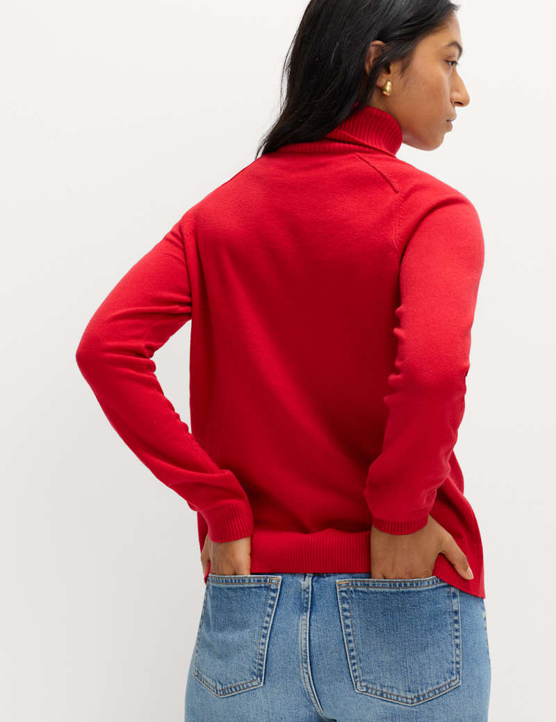 M&S Air-Yarn Roll Neck Jumper in rouge